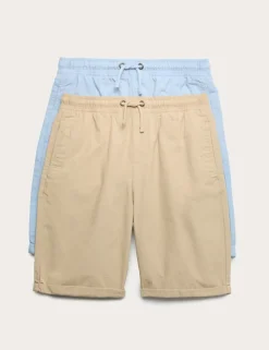 2 Pack Pure Cotton Ripstop Shorts (6-16 Yrs)