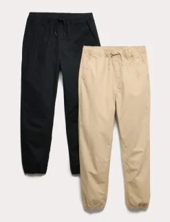 2 Pack Pure Cotton Ripstop Trousers (6-16 Yrs)