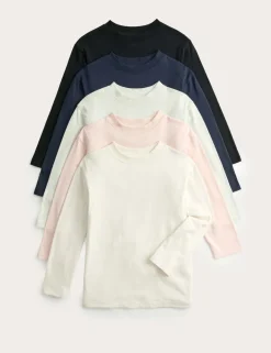 5 Pack Pure Cotton Round Neck Tops (2-8 Yrs)