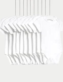 10 Pack Pure Cotton Short Sleeve Bodysuits (6½lbs-3 Yrs)