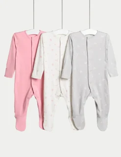 3 Pack Pure Cotton Sleepsuits (5lbs-3 Yrs)