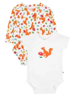 2 Pack Pure Cotton Squirrel Bodysuits (0-24 Mths)