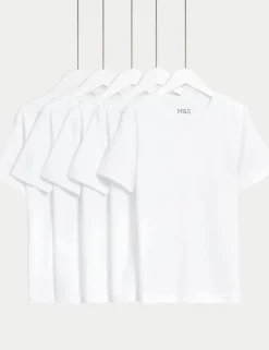 5 Pack Pure Cotton Stain Resist School T-Shirts (2-16 Yrs)