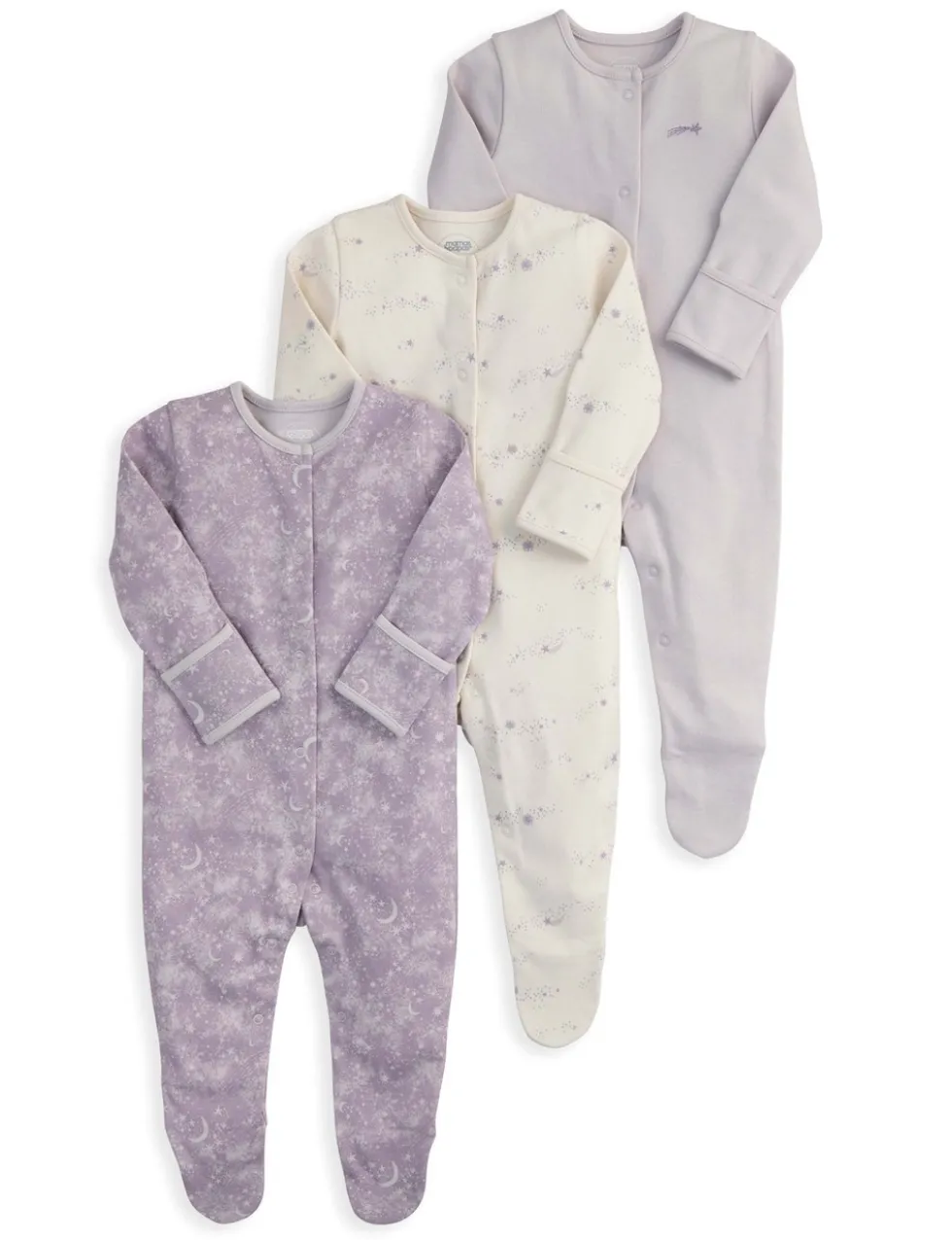 3 Pack Pure Cotton Star Print Sleepsuits (6½lbs-24 Mths)
