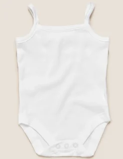 5 Pack Pure Cotton Strappy Bodysuits (6½lbs-3 Yrs)