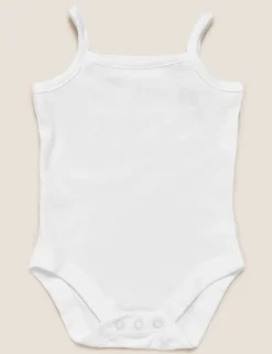 5 Pack Pure Cotton Strappy Bodysuits (6½lbs-3 Yrs)
