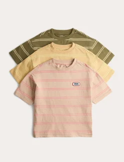 3 Pack Pure Cotton Striped T-Shirts (2-8 Yrs)