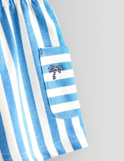 2 Pack Pure Cotton Striped & Plain Shorts (6 Mths-7 Yrs)