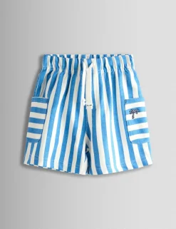 2 Pack Pure Cotton Striped & Plain Shorts (6 Mths-7 Yrs)