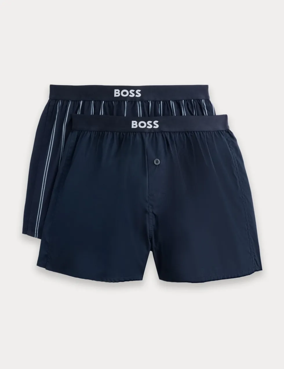 2 Pack Pure Cotton Striped & Plain Boxers