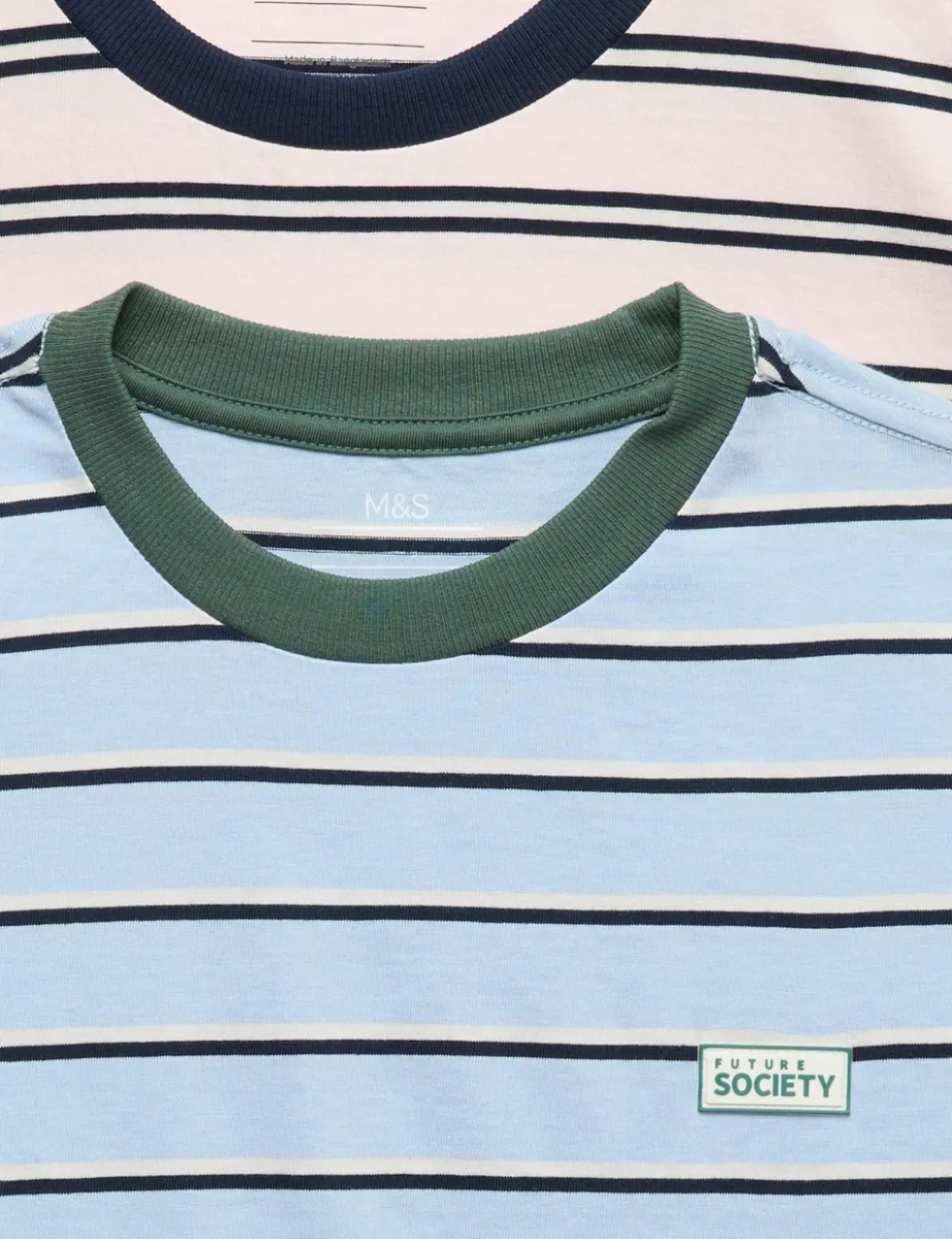 2 Pack Pure Cotton Striped T-Shirts (6-16 Yrs)