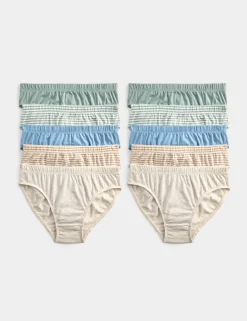 10 Pack Pure Cotton Stripes & Solids Briefs (2-14 Yrs)