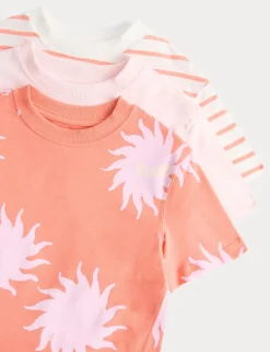 3 Pack Pure Cotton Sun Graphic Tops (2-8 Yrs)