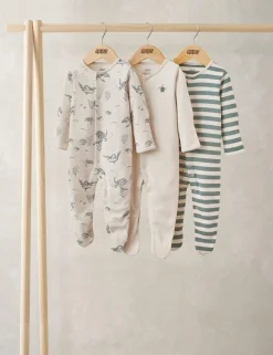 3 Pack Pure Cotton Turtle Sleepsuits (0-24 Months)