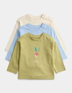3 Pack Pure Cotton Vegetable Graphic Tops (0-3 Yrs)