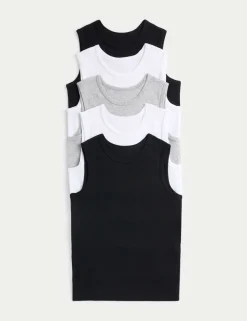 5 Pack Pure Cotton Vests (2-14 Yrs)