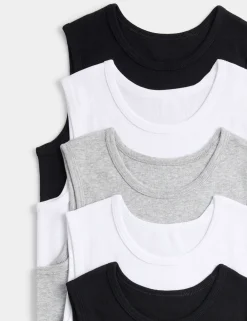 5 Pack Pure Cotton Vests (2-14 Yrs)