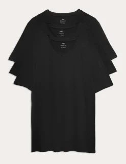 3 Pack Pure Cotton V-Neck T-Shirts