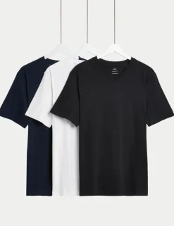 3 Pack Pure Cotton V-Neck T-Shirts