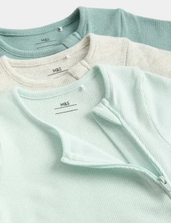 3 Pack Pure Cotton Waffle Rompers (7lbs-3 Yrs)