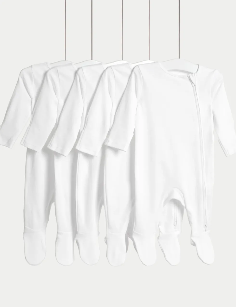 5 Pack Pure Cotton Zip Front Sleepsuits (5lbs-3 Yrs)