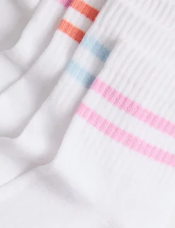 5 Pack Quarter-Length Ankle Stripe Socks (6 Small-7 Large)