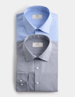 2 Pack Regular Fit Easy Iron Long Sleeve Shirts
