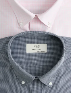 2 Pack Regular Fit Easy Iron Check Shirts