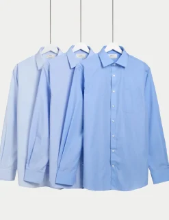 3 Pack Regular Fit Easy Iron Long Sleeve Shirts