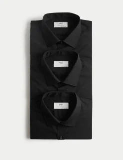 3 Pack Regular Fit Easy Iron Long Sleeve Shirts