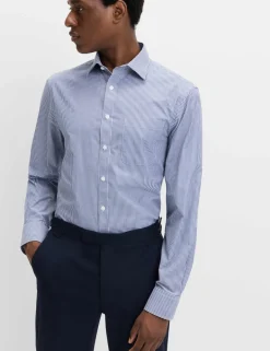 2 Pack Regular Fit Easy Iron Cotton Blend Striped Shirts