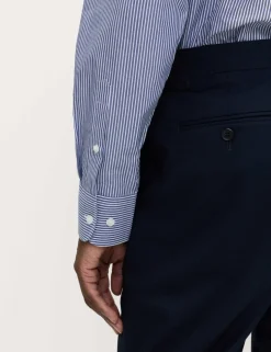 2 Pack Regular Fit Easy Iron Cotton Blend Striped Shirts