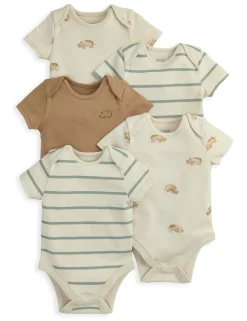 5 Pack Rhino Bodysuits (7lbs-24 Mths)