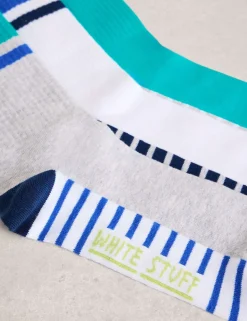 3 Pack Ribbed Striped Ankle Socks