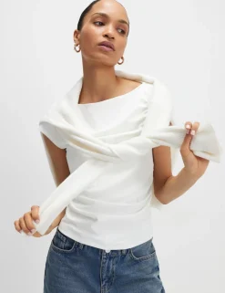 2 Pack Ruched Slash Neck Tops
