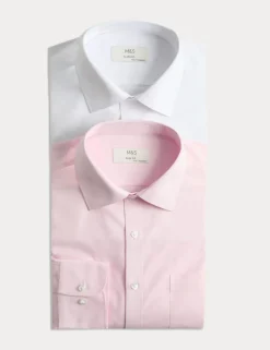 2 Pack Slim Fit Easy Iron Cotton Blend Shirts