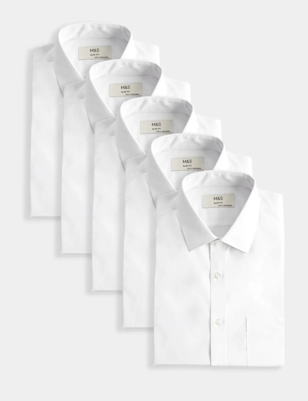 5 Pack Slim Fit Easy Iron Short Sleeve Shirts