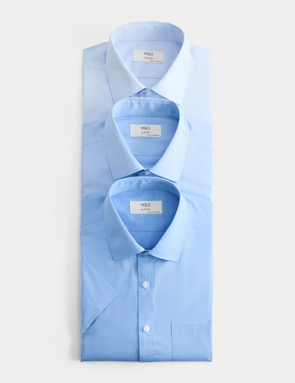 3 Pack Slim Fit Easy Iron Short Sleeve Shirts