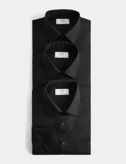 3 Pack Slim Fit Easy Iron Long Sleeve Shirts