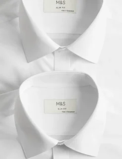 2 Pack Slim Fit Easy Iron Cotton Blend Shirts