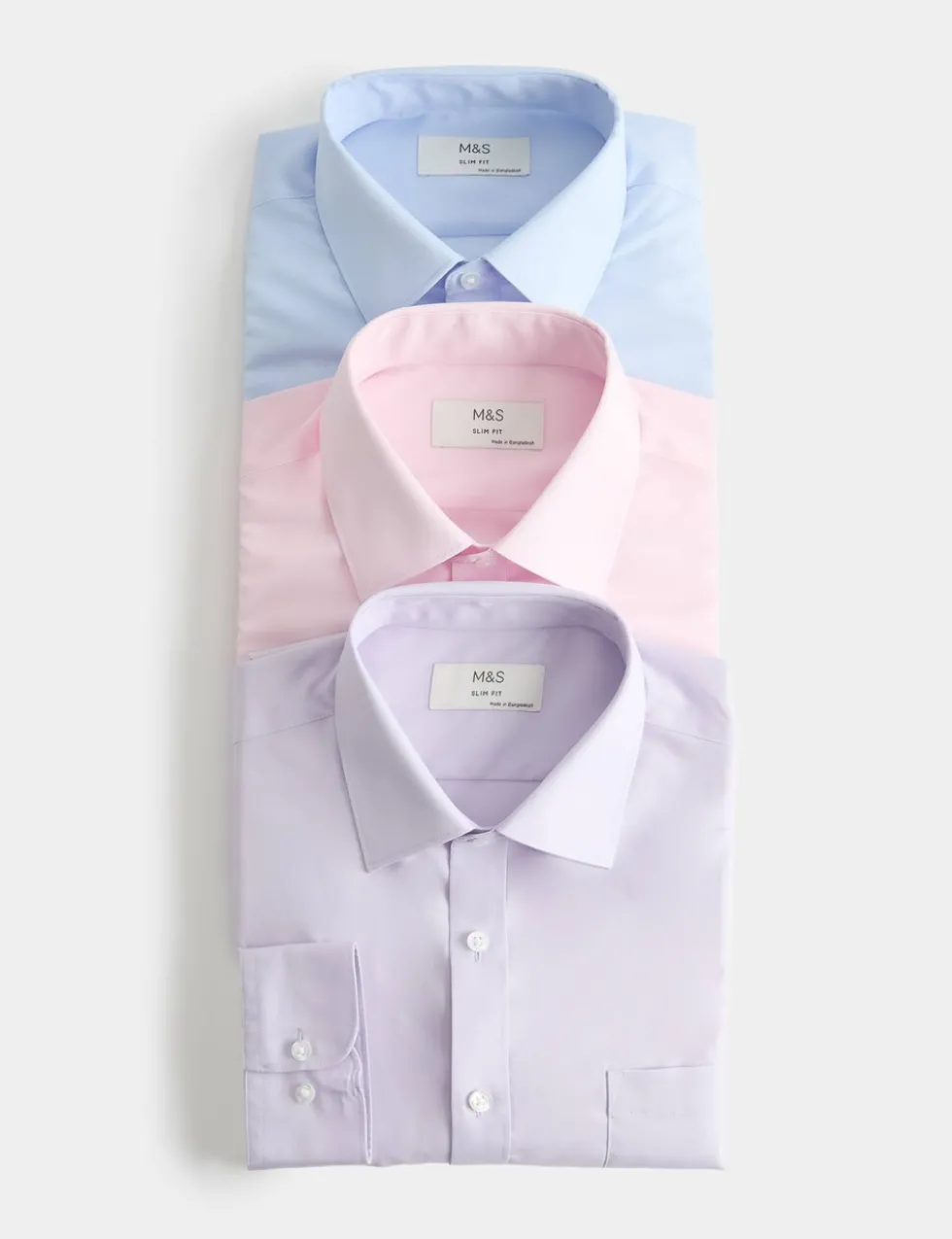 3 Pack Slim Fit Easy Iron Cotton Blend Shirts