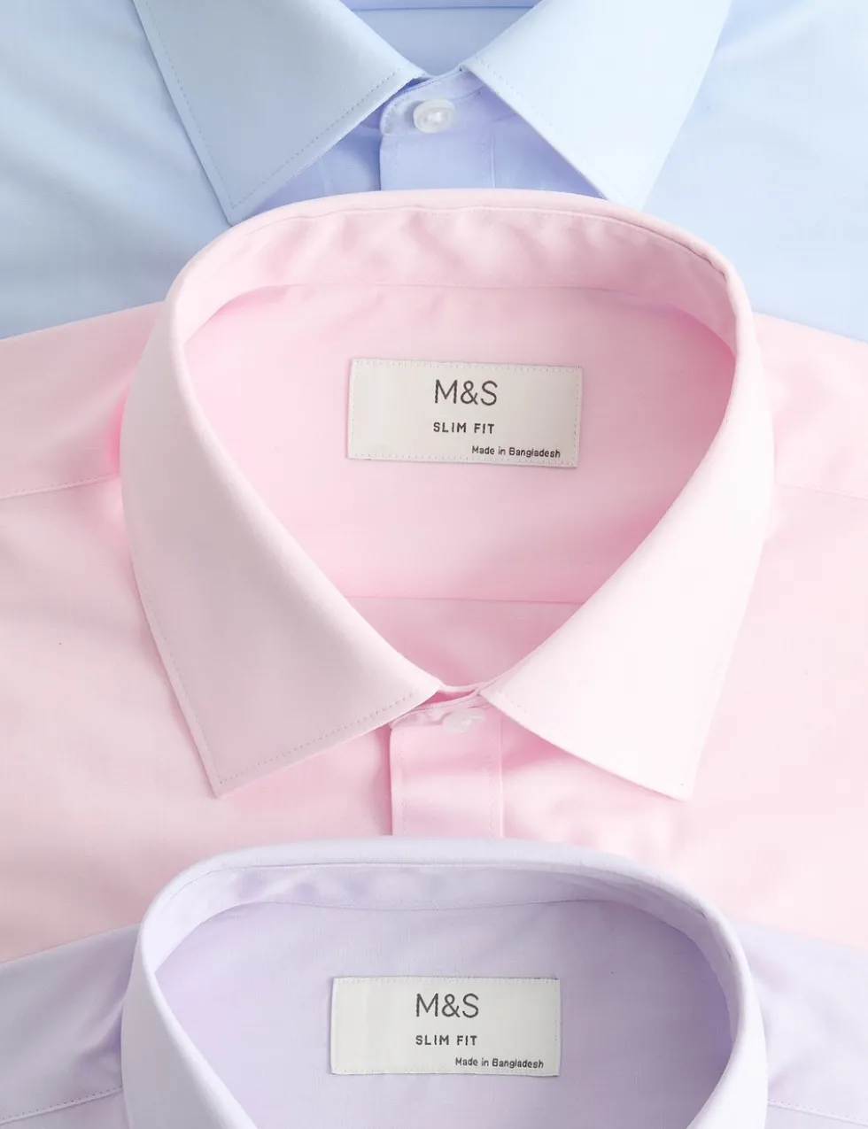 3 Pack Slim Fit Easy Iron Cotton Blend Shirts