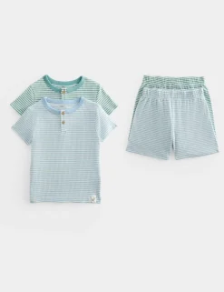 2 Pack Striped Henley Pyjama Sets (9 Mths-8 Yrs)