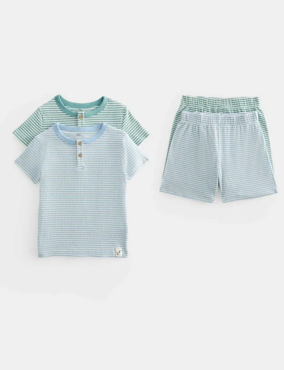 2 Pack Striped Henley Pyjama Sets (9 Mths-8 Yrs)