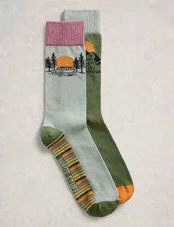 2 Pack Sunset Adventure Cotton Rich Socks