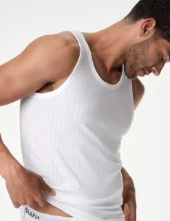 2 Pack Supima® Cotton Drop Needle Sleeveless Vest Box