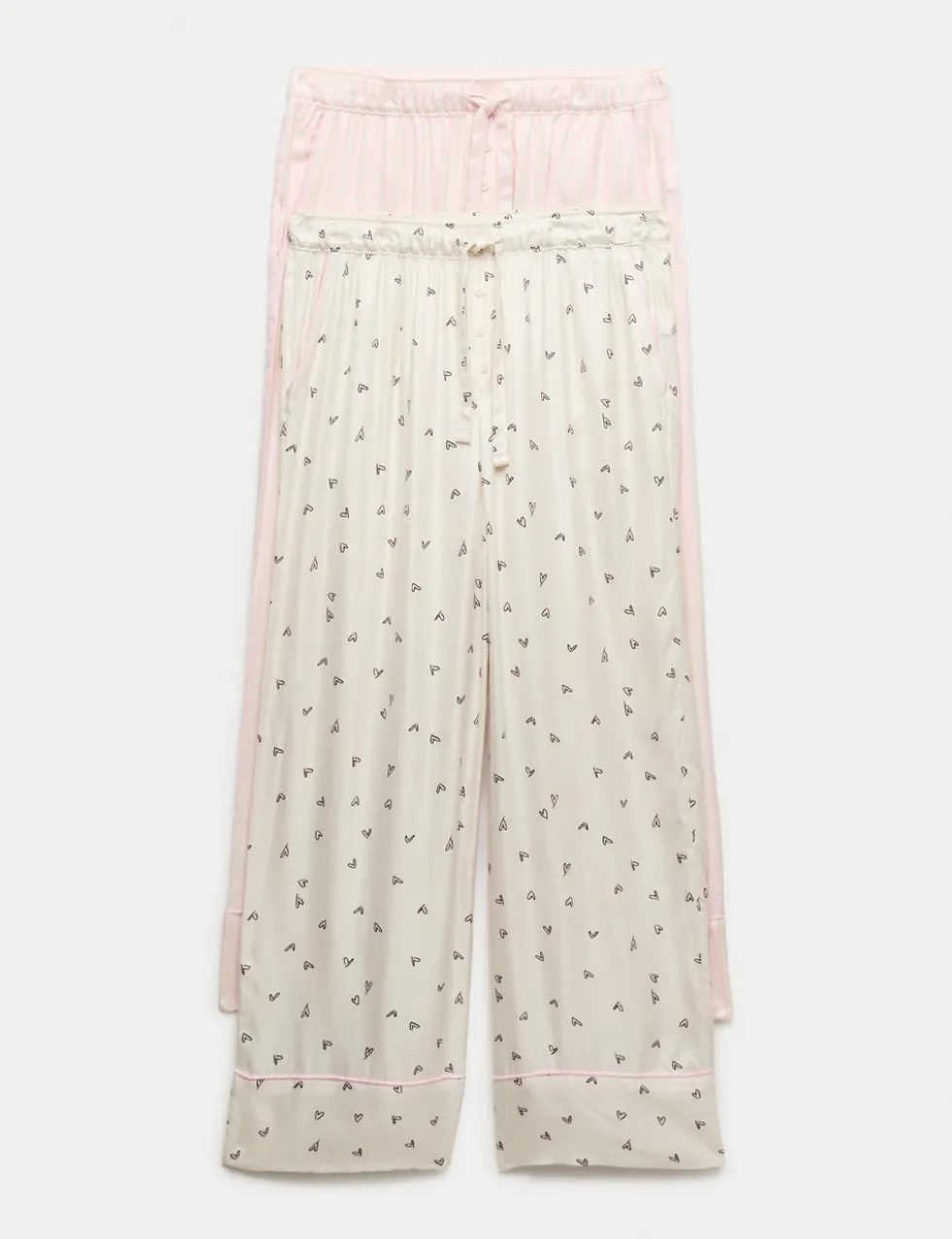 2 Pack Twill Wide Leg Pyjama Bottoms