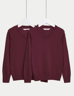 2 Pack Unisex Pure Cotton School Jumper (3-18 Yrs)