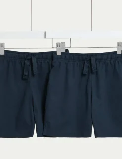 2 Pack Unisex Pure Cotton School Shorts (2-16 Yrs)