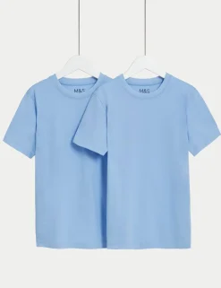 2 Pack Unisex Pure Cotton School T-Shirts (2-16 Yrs)